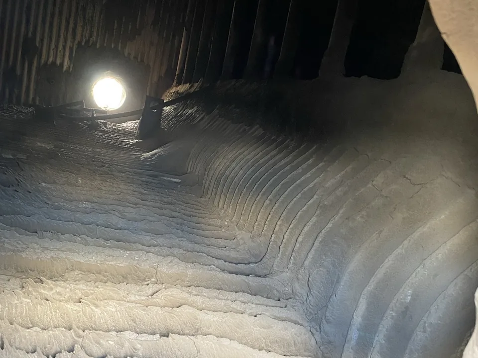 Boiler tube bank bridged with ash before an Arrow Energy soot blower was installed