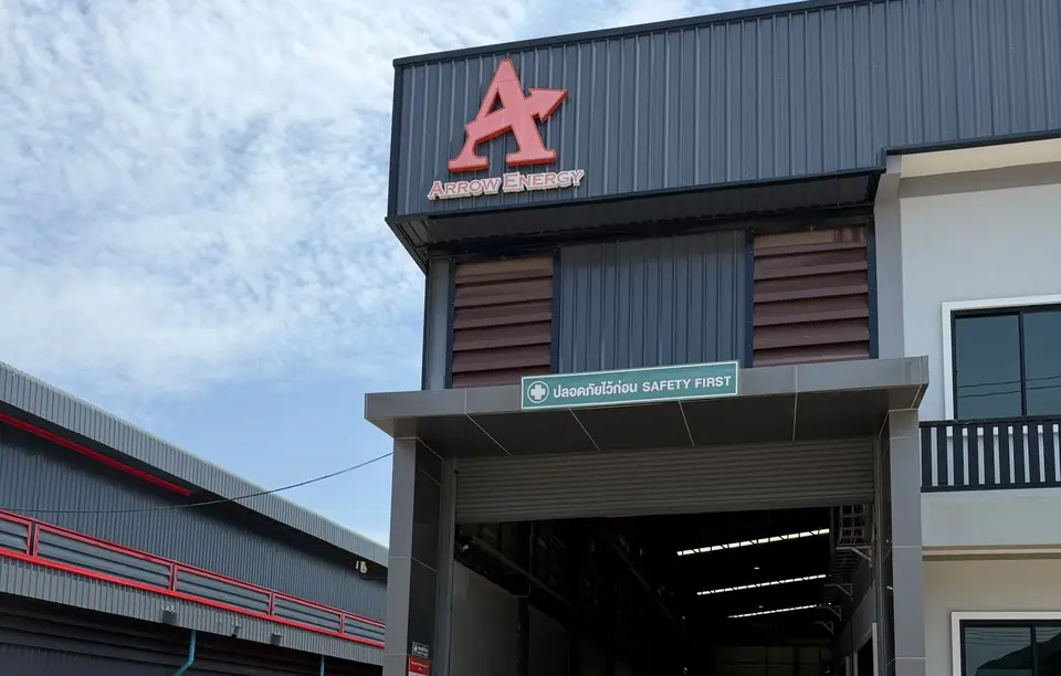 Arrow Energy fabrication shop at Samut Sakhon — main bay entrance