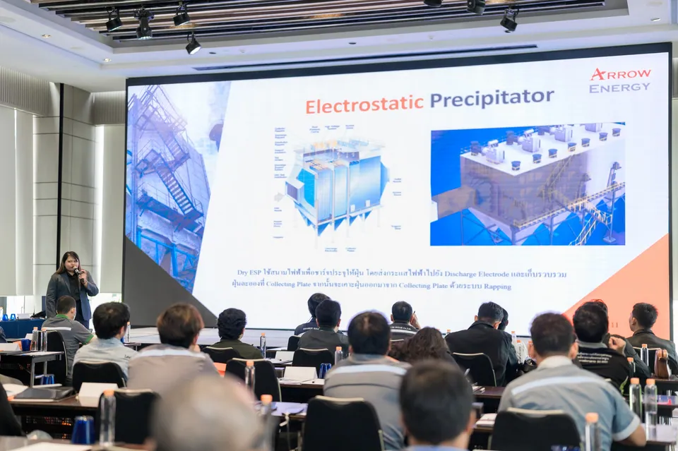 Arrow Energy presenting electrostatic precipitator engineering at a technical seminar