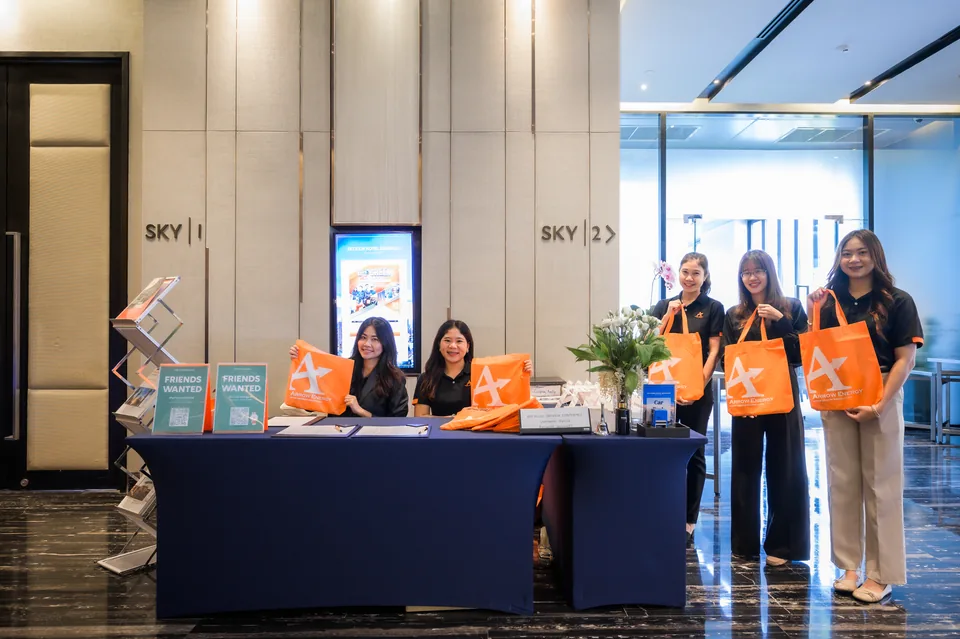 Registration desk at the Arrow Energy technical seminar, Bangkok, June 2024